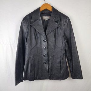 Vintage Wilsons Leather Black Button Up Button Up Jacket Inner Zip Pocket Medium